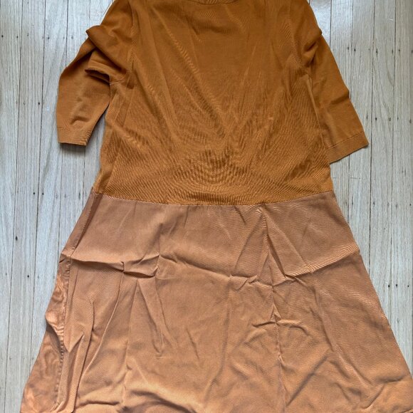 COS Mustard Ochre Midi Twill Knit Dress - Picture 8 of 13